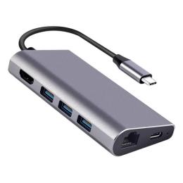 USB-хаб Dynamode Dock-USB-TypeC-HDMI-USB3.0-RJ45 Silver