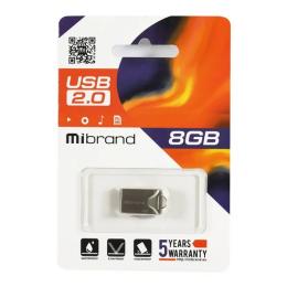 Флеш память Mibrand Hawk MI2.0/HA8M1S Silver 08 GB