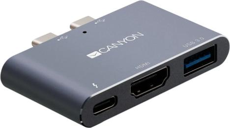 Док-станція Canyon CNS-TDS01DG Chalk мультипортова 3-в-1 USB Type C