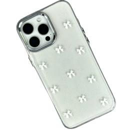 Чохол-накладка Infinity Silicone для iPhone 16 Pro Max Transparent White бантики