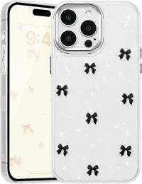 Чохол-накладка Infinity Silicone для iPhone 16 Pro Max Transparent Black бантики