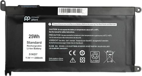 Акумулятор до ноутбука PowerPlant NB441266 Dell Chromebook 3180 51KD7 11.4v/2200mAh/3Cells