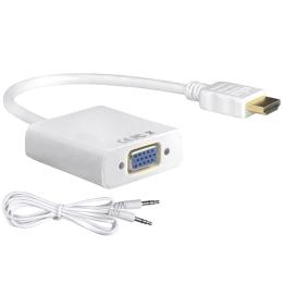 Перехідник Voltronic HDMI (тато) - VGA (мама) White + аудіо кабель