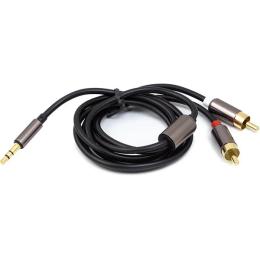 Аудіо-кабель PowerPlant mini-jack 3.5(тато)2xRCA(тато), 1,5m Black