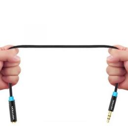 Аудіо-кабель Vention mini-jack 3.5(тато)mini-jack 3.5(мама), 0,5m Black