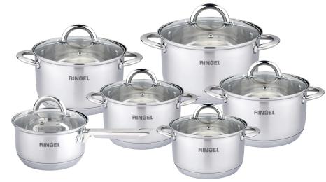 Набір каструль RINGEL Hagen RG-6005 Stainless Steel 12 предметів