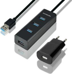 USB-хаб Axagon HUE-S2BP USB3.0 CHARGING hub, 1.2 м Cable, MicroUSB Charging Black