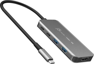 USB-хаб J5create JCH453-N, USB Type-C 5-в-1 Gray
