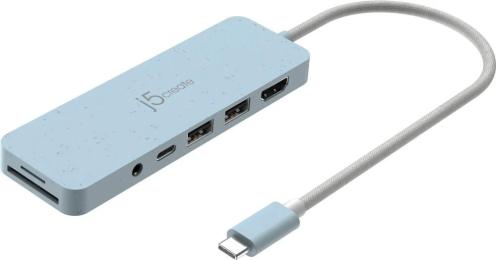USB-хаб J5create JCD373EC-N, USB Type-C 6-в-1 Blue