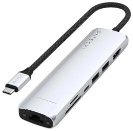 USB-хаб Satechi 7-in-1 USB-C Slim Multiport Adapter with Ethernet Silver (ST-P7SS)