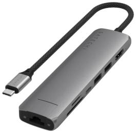 USB-хаб Satechi 7-in-1 USB-C Slim Multiport Adapter with Ethernet Space Gray (ST-P7SM)