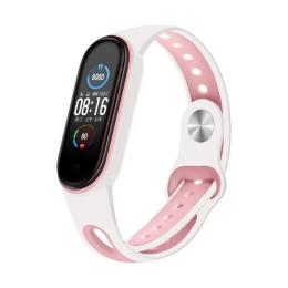 Ремінець для фітнес-браслету BeCover Sport Style для Xiaomi Mi Smart Band 5 White-Pink (705174)