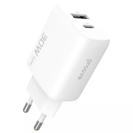 Адаптер живлення для телефона Proove Silicone Power 2 30W (Type-C + USB) White