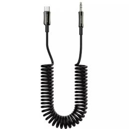 Аудіо-кабель Proove Steel Spring Type-C (тато) to 3.5 (тато) (1m) Black