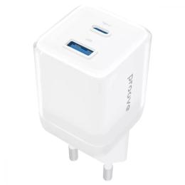 Адаптер живлення для телефона Proove Pure GaN Plus 30W (Type-C + USB) White