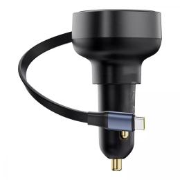 Автомобільний зарядний пристрій для телефона Baseus Enjoyment Pro Car Charger Type-C + Retractable Type-C Cable 60W Black