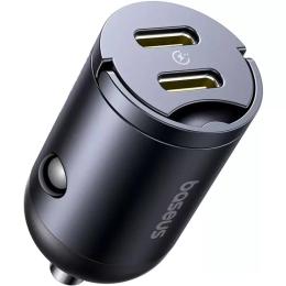 Автомобільний адаптер для телефона Baseus Tiny Star Mini Car Charger 2xType-C Black 30W