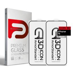 Набір захисного скла ArmorStandart Icon 3D для iPhone 15 Black 2шт (ARM74272)