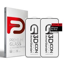 Набір захисного скла ArmorStandart Icon 3D для iPhone 15 Pro Black 2шт (ARM74270)