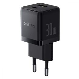 Мережевий зарядний пристрій для телефона Baseus Palm Fast Charger Type-C + USB 30W (With Cable Type-C to Type-C 60W 1m) Black