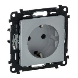 Розетка Legrand Valena LIFE Schuko Aluminum із заземленням автоматичні клеми