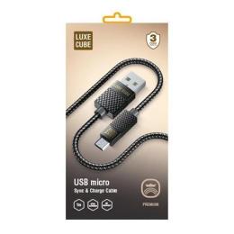 Дата-кабель Luxe cube Premium 8886668686167 1m USB(тато) - microUSB(тато) Gray