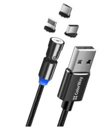 Дата-кабель ColorWay CW-CBUU037-BK 1m USB (тато) - Lightning/microUSB/USB Type C (тато) Black