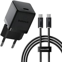 Мережевий зарядний пристрій для телефона Baseus Palm Fast Charger 1C 30W Black (P10111605113-01) + Cable Type-C to Type-C