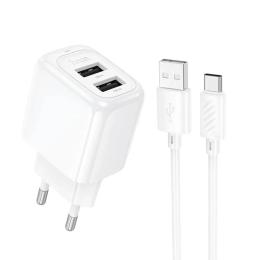 Мережевий зарядний пристрій для телефона Hoco CS51A Surplus dual-port charger White