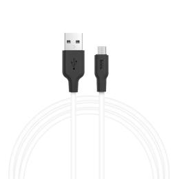 Дата-кабель Hoco Silicone X21 1m USB(тато) - microUSB(тато) Black White