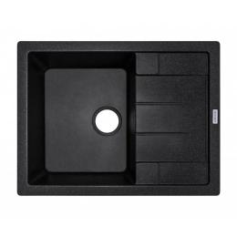 Кухонна мийка Adamant Anila, штучний камінь, прямокут., з крилом, 645х495х200мм, чаша  -  1, врізна Black