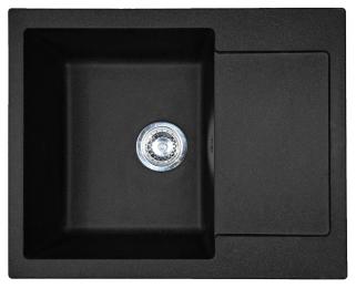 Кухонна мийка Adamant Minimal, штучний камінь, прямокут., з крилом, 615х495х200мм, чаша  -  1, врізна Black