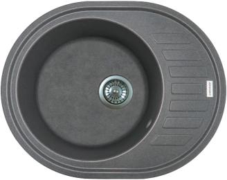 Кухонна мийка Adamant Ovum, штучний камінь, овальна, з крилом, 615х495х200мм, чаша  -  1, врізна Gray