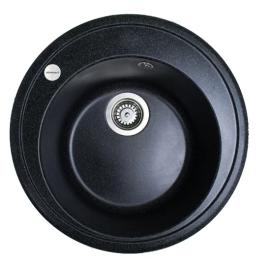 Кухонна мийка Adamant Sun, штучний камінь, кругла, без крила, 510x200мм, чаша  -  1, врізна Black