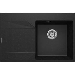Кухонна мийка Deante Evora, граніт, прямокутна, з крилом, 760х500х195мм, чаша  -  1, врізна Grafit