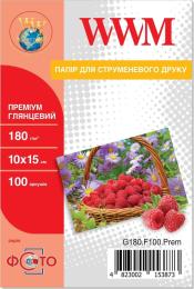 Фотопапір WWM Premium Gloss A6, 180г/м2, 100 а. (G180.F100.Prem)