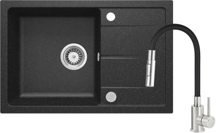 Кухонна мийка Deante Leda, гранітна мийка ZRD_2113 Grafit + змішувач BOC_B740