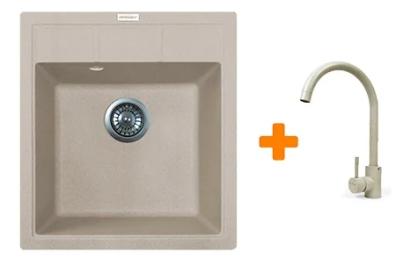 Кухонна мийка Adamant Brick, штучний камінь, квадрат, без крила, 460x515x200мм, чаша  -  1, врізна Avena + змішувач