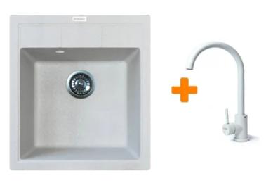 Кухонна мийка Adamant Brick, штучний камінь, квадрат, без крила, 460x515x200мм, чаша  -  1, врізна Old Stone + змішувач