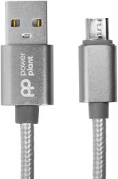Дата-кабель PowerPlant CA912339 1m USB (тато) - microUSB (тато) Gray
