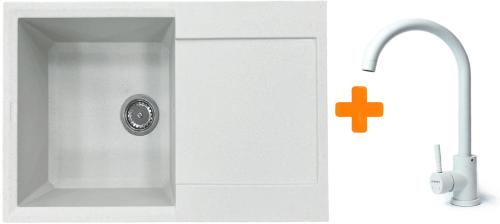 Кухонна мийка Adamant Horizon, штучний камінь, прямокут., з крилом, 780х495х230мм, чаша  -  1, врізна Old Stone + змішувач