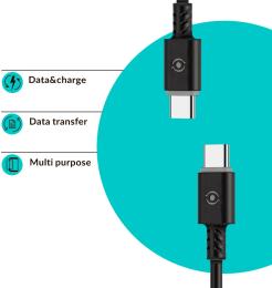 Дата-кабель Piko 1283126504105 1.2m USB Type C(тато) - USB Type C(тато) Black
