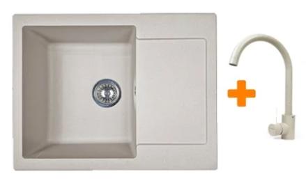 Кухонна мийка Adamant Minimal, штучний камінь, прямокут., з крилом, 615х495х200мм, чаша  -  1, врізна Avena + змішувач