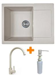 Кухонна мийка Adamant Minimal, штучний камінь, прямокут., з крилом, 615х495х200мм, чаша  -  1, врізна Avena + змішувач та дозатор