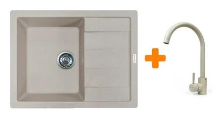 Кухонна мийка Adamant Anila, штучний камінь, прямокут., з крилом, 645х495х200мм, чаша  -  1, врізна Avena + змішувач