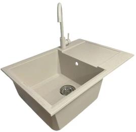 Кухонна мийка Adamant Horizon Medium, штучний камінь, прямокут., з крилом, 700х500х230мм, чаша  -  1, врізна Avena + змішувач