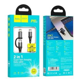 Дата-кабель Hoco Exquisito PD X50 1m USB Type C(тато) - Lightning/USB Type C(тато) Black