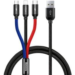 Дата-кабель Baseus CAMLT-BSY01 1.2m USB(тато) - Lightning/microUSB/USB Type C (тато) Black