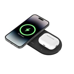 Бездротовий зарядний пристрій Belkin BoostCharge Pro 2-in-1 Magnetic Wireless Charging Pad with Qi2 15W Black (WIZ021vfBK) EU Plug