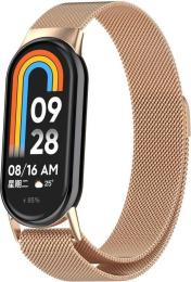 Ремінець для фітнес-браслету BeCover Milanese Style для Xiaomi Mi Smart Band 8/9/10 Rose Gold (714604)
